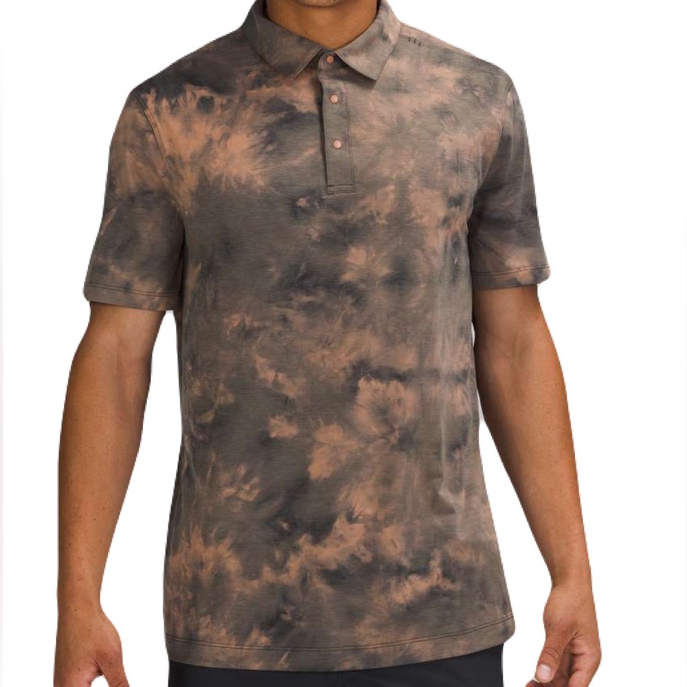 Lululemon Evolution Short Sleeve Polo Diamond Dye Sedona Sunset Graphite Grey